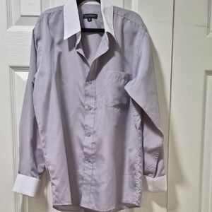 Stylish Lavender Button-Down Shirt with White Accents